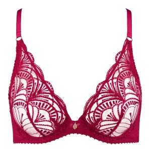 Vibes Soutien-gorge Triangle avec armatures Rouge Love et Uni Bordeaux