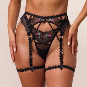 G-String et Porte-jarretelles Intimates Xena (Ensemble) - Noir