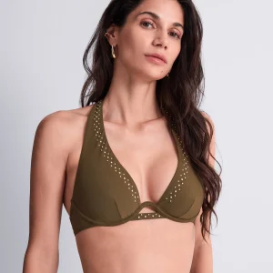 Summer Stars Haut de maillot de bain Triangle mono-armature Khaki