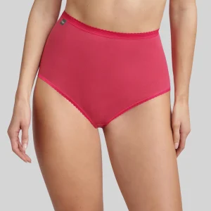 Lot de 3 culottes taille haute hibiscus, blanc et imprimé fleuri violet Cotton Stretch