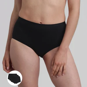 Lot de 3 culottes taille haute noires Coton Bio