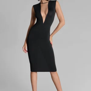 Robe midi manches longues col V - Pure Tentation