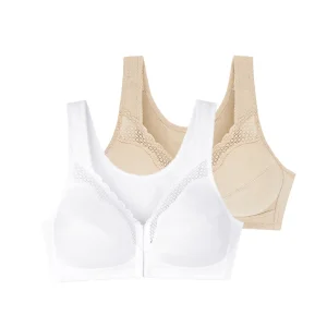 Lot de deux soutiens-gorge sans armatures emboîtant blanc et nude Posture control