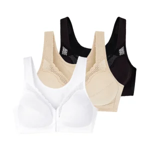 Lot de trois soutiens-gorge sans armatures emboîtant blanc nude noir Posture control