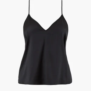 Silk Desire Top à fines bretelles Noir