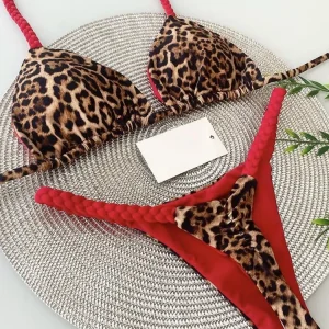 Maillot de bain deux pièces imprimé léopard